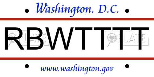 RBWTTTT District Of Columbia License Plate