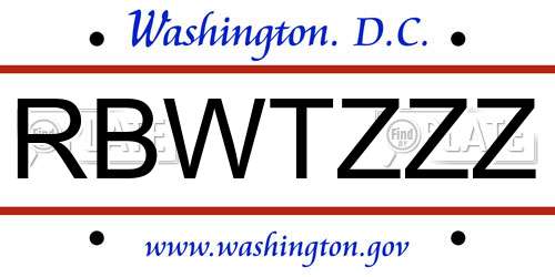 RBWTZZZ District Of Columbia License Plate