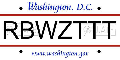 RBWZTTT District Of Columbia License Plate