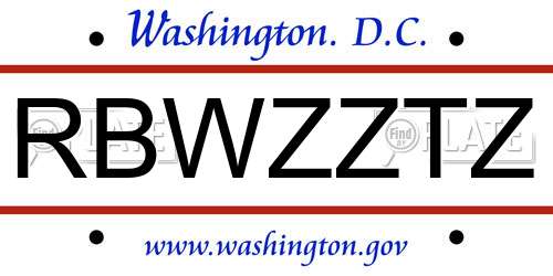 RBWZZTZ District Of Columbia License Plate