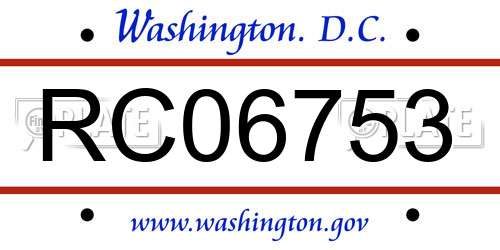 RC06753 District Of Columbia License Plate
