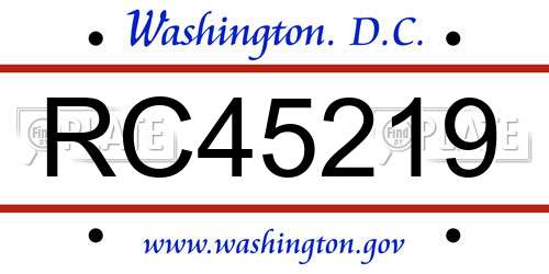 RC45219 District Of Columbia License Plate