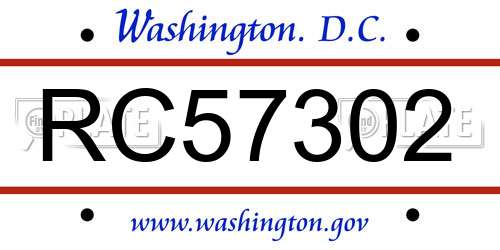 RC57302 District Of Columbia License Plate