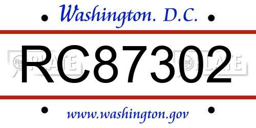 RC87302 District Of Columbia License Plate