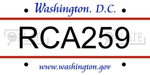 RCA259 District Of Columbia License Plate