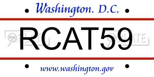 RCAT59 District Of Columbia License Plate