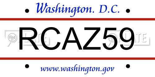 RCAZ59 District Of Columbia License Plate