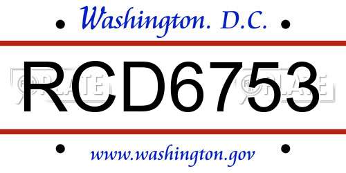 RCD6753 District Of Columbia License Plate