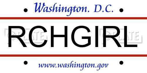 RCHGIRL District Of Columbia License Plate