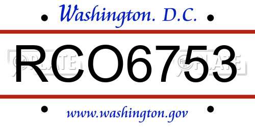 RCO6753 District Of Columbia License Plate