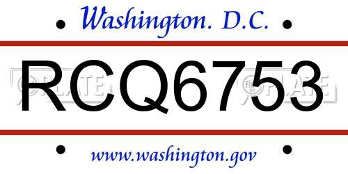 RCQ6753 District Of Columbia License Plate