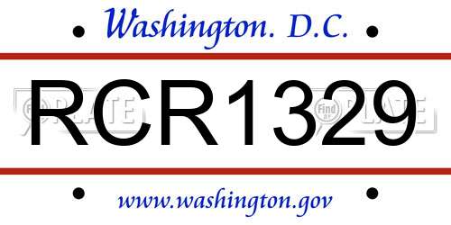 RCR1329 District Of Columbia License Plate