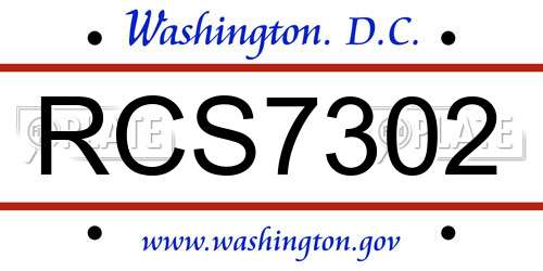 RCS7302 District Of Columbia License Plate