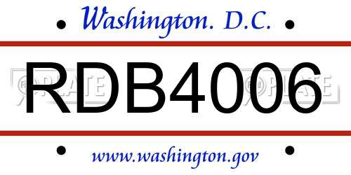 RDB4006 District Of Columbia License Plate