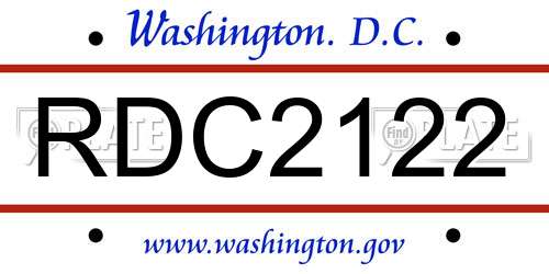 RDC2122 District Of Columbia License Plate