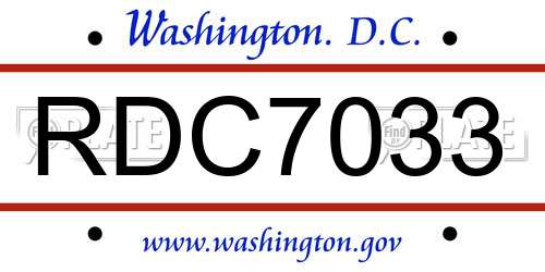 RDC7033 District Of Columbia License Plate