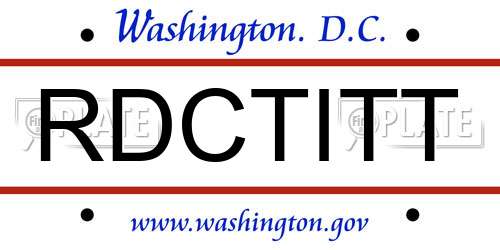 RDCTITT District Of Columbia License Plate