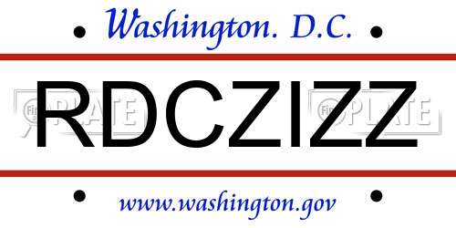 RDCZIZZ District Of Columbia License Plate