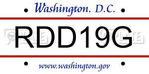 RDD19G District Of Columbia License Plate