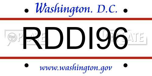 RDDI96 District Of Columbia License Plate