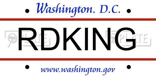 RDKING District Of Columbia License Plate