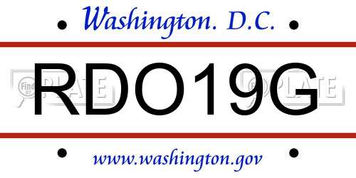 RDO19G District Of Columbia License Plate