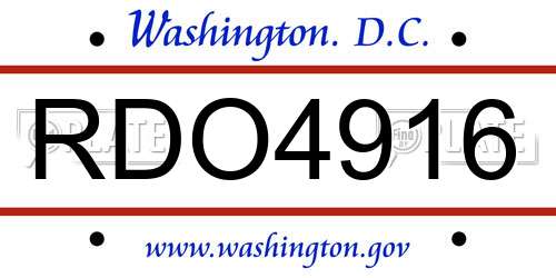 RDO4916 District Of Columbia License Plate