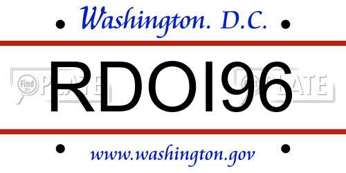 RDOI96 District Of Columbia License Plate