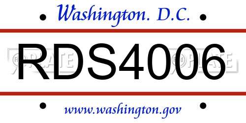 RDS4006 District Of Columbia License Plate