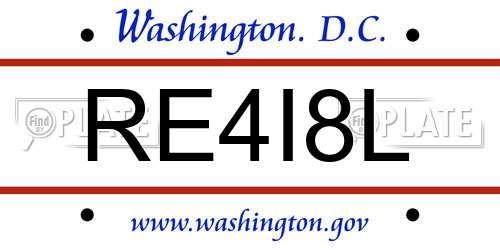 RE4I8L District Of Columbia License Plate