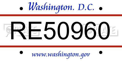 RE50960 District Of Columbia License Plate