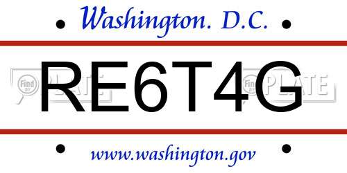 RE6T4G District Of Columbia License Plate