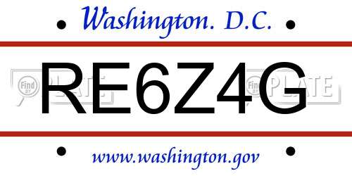 RE6Z4G District Of Columbia License Plate