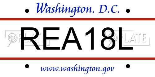 REA18L District Of Columbia License Plate