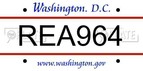 REA964 District Of Columbia License Plate