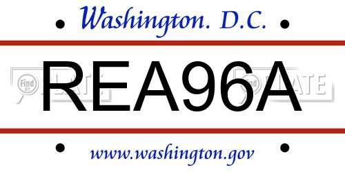 REA96A District Of Columbia License Plate