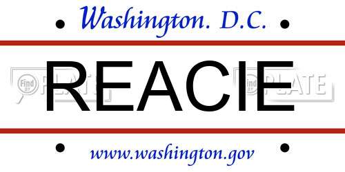 REACIE District Of Columbia License Plate