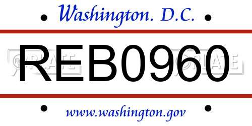 REB0960 District Of Columbia License Plate