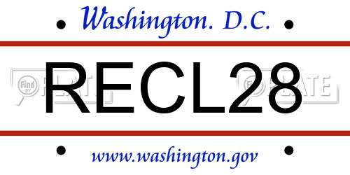 RECL28 District Of Columbia License Plate