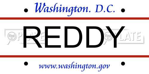 REDDY District Of Columbia License Plate