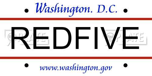 REDFIVE District Of Columbia License Plate