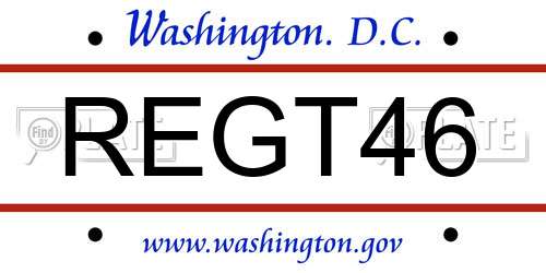 REGT46 District Of Columbia License Plate
