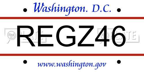 REGZ46 District Of Columbia License Plate