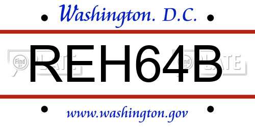 REH64B District Of Columbia License Plate