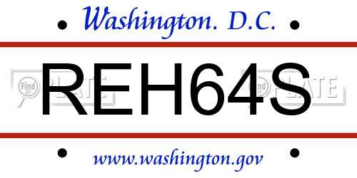 REH64S District Of Columbia License Plate