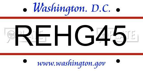 REHG45 District Of Columbia License Plate