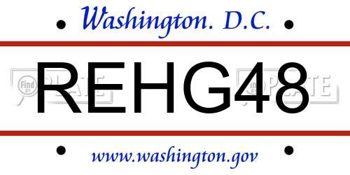 REHG48 District Of Columbia License Plate