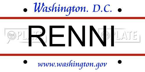 RENNI District Of Columbia License Plate