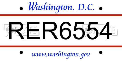 RER6554 District Of Columbia License Plate