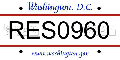 RES0960 District Of Columbia License Plate